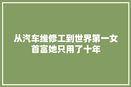 从汽车维修工到世界第一女首富她只用了十年 汽车知识