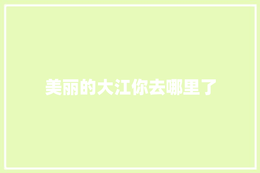 美丽的大江你去哪里了