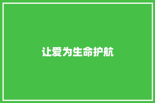 让爱为生命护航