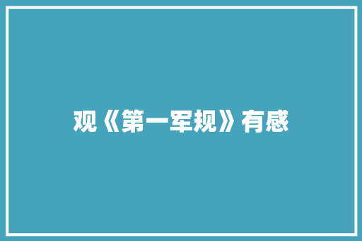 观《第一军规》有感