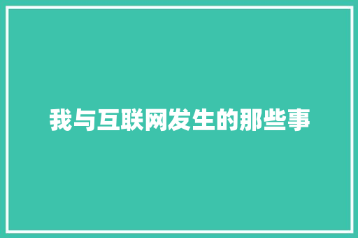 我与互联网发生的那些事