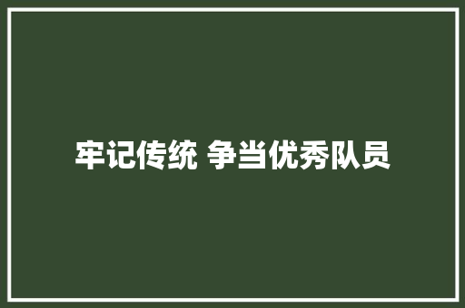 牢记传统 争当优秀队员