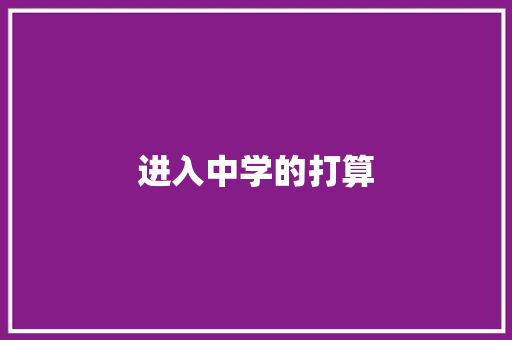 进入中学的打算