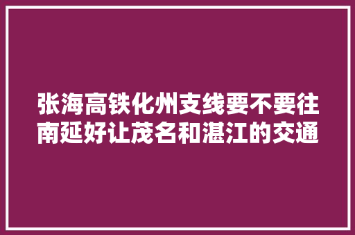 张海高铁化州支线要不要往南延好让茂名和湛江的交通连得更紧