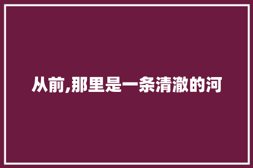 从前,那里是一条清澈的河