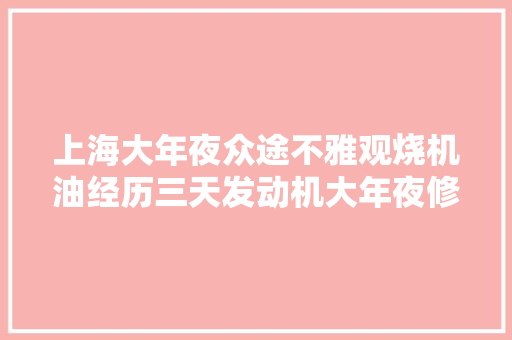 上海大年夜众途不雅观烧机油经历三天发动机大年夜修彻底更生老骥伏枥志在千里 汽车知识
