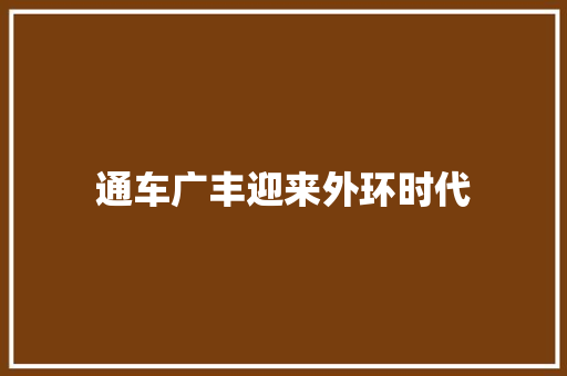通车广丰迎来外环时代 汽车知识