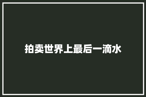 拍卖世界上最后一滴水