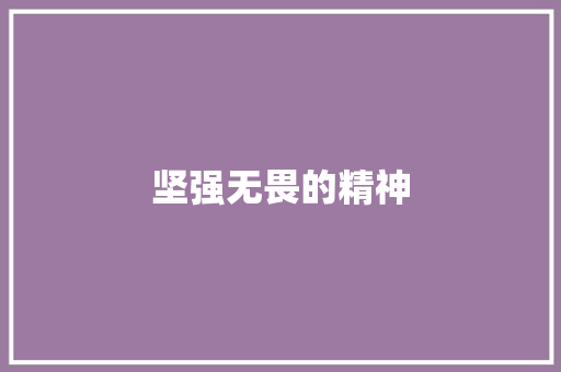 坚强无畏的精神