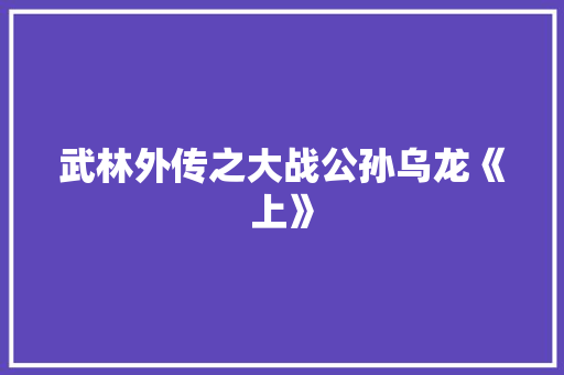 武林外传之大战公孙乌龙《上》