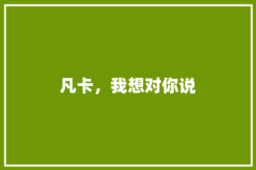 凡卡，我想对你说