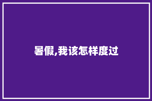 暑假,我该怎样度过