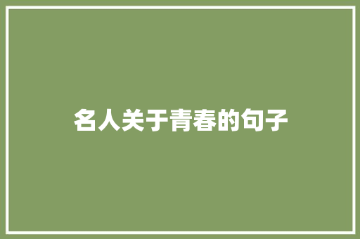 名人关于青春的句子