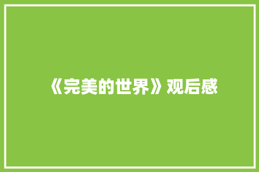 《完美的世界》观后感