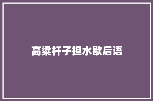 高粱杆子担水歇后语