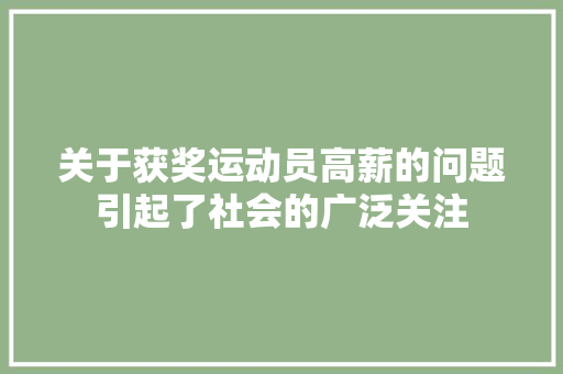 关于获奖运动员高薪的问题引起了社会的广泛关注