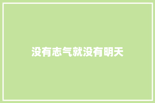 没有志气就没有明天