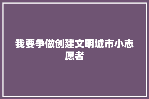 我要争做创建文明城市小志愿者