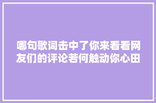 哪句歌词击中了你来看看网友们的评论若何触动你心田最深处吧 休闲娱乐