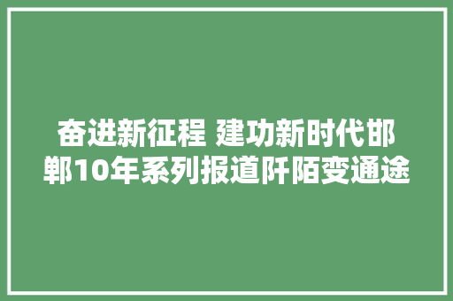 奋进新征程 建功新时代邯郸10年系列报道阡陌变通途