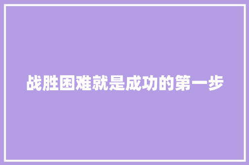战胜困难就是成功的第一步