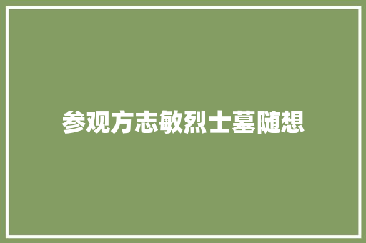 参观方志敏烈士墓随想