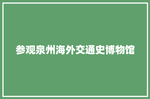 参观泉州海外交通史博物馆