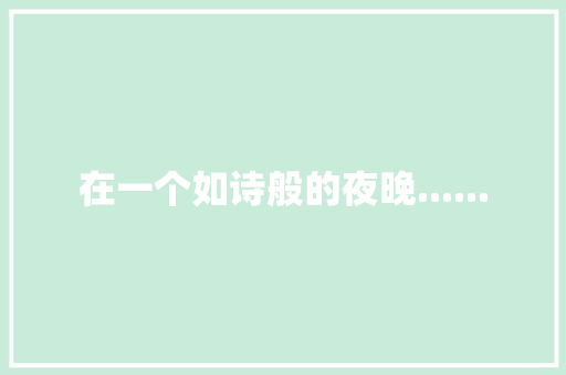 在一个如诗般的夜晚......