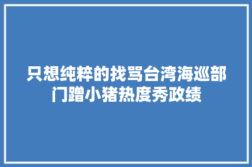 只想纯粹的找骂台湾海巡部门蹭小猪热度秀政绩