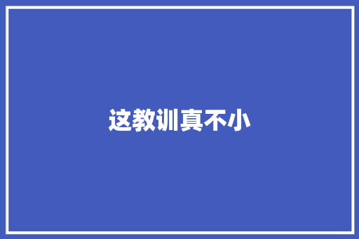 这教训真不小