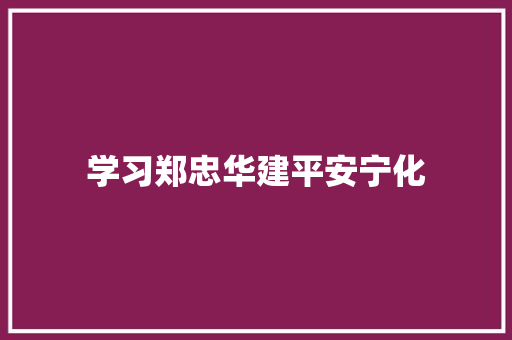学习郑忠华建平安宁化
