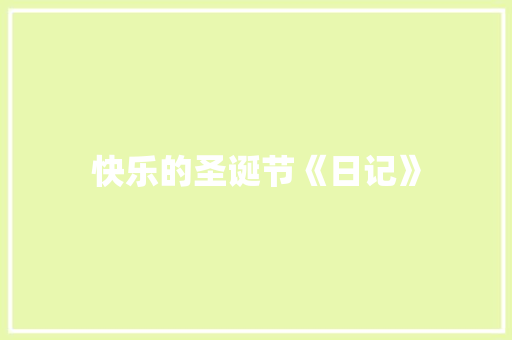 快乐的圣诞节《日记》