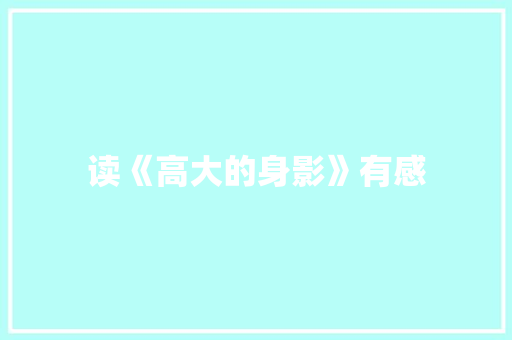 读《高大的身影》有感