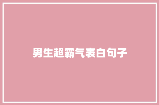 男生超霸气表白句子
