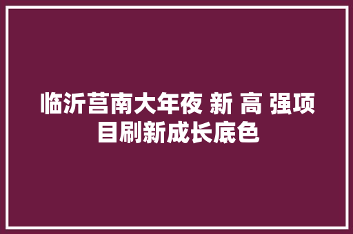 临沂莒南大年夜 新 高 强项目刷新成长底色 汽车知识