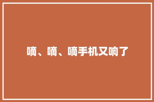 嘀、嘀、嘀手机又响了