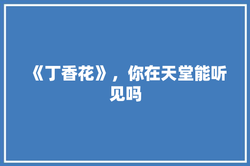 《丁香花》，你在天堂能听见吗