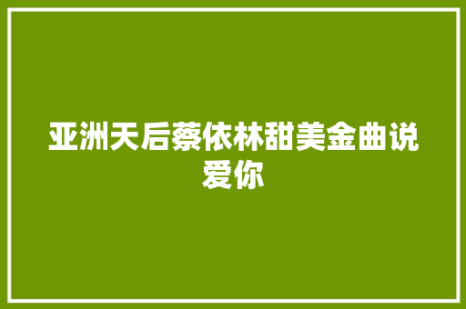 亚洲天后蔡依林甜美金曲说爱你 休闲娱乐