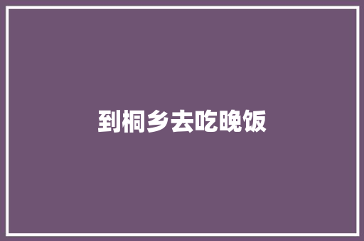 到桐乡去吃晚饭
