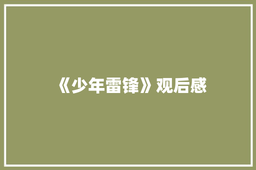 《少年雷锋》观后感