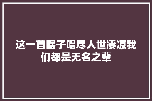 这一首瞎子唱尽人世凄凉我们都是无名之辈