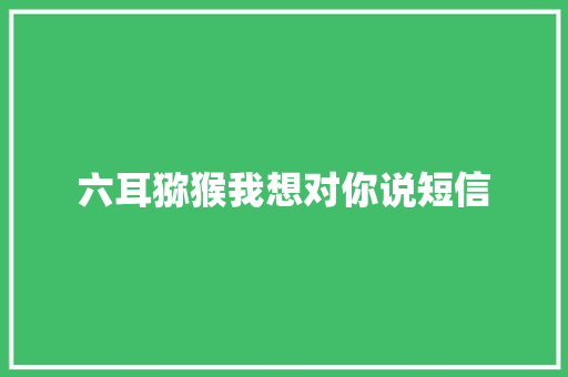 六耳猕猴我想对你说短信