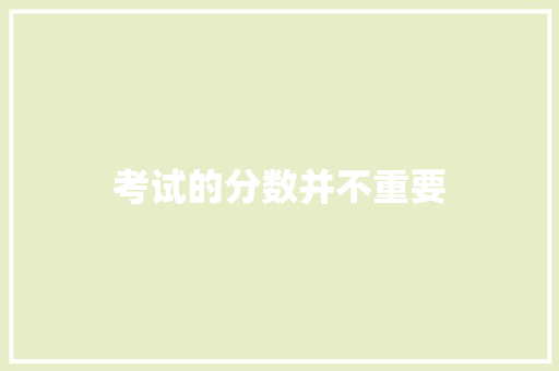 考试的分数并不重要
