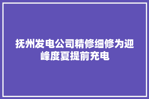 抚州发电公司精修细修为迎峰度夏提前充电 汽车知识