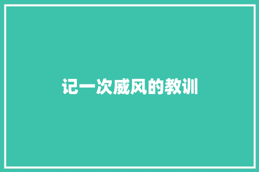 记一次威风的教训