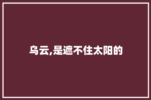 乌云,是遮不住太阳的