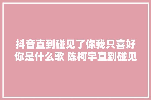 抖音直到碰见了你我只喜好你是什么歌 陈柯宇直到碰见了你我只喜好你歌词