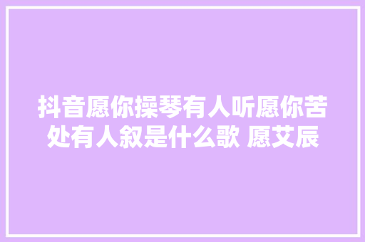 抖音愿你操琴有人听愿你苦处有人叙是什么歌 愿艾辰歌词完整版