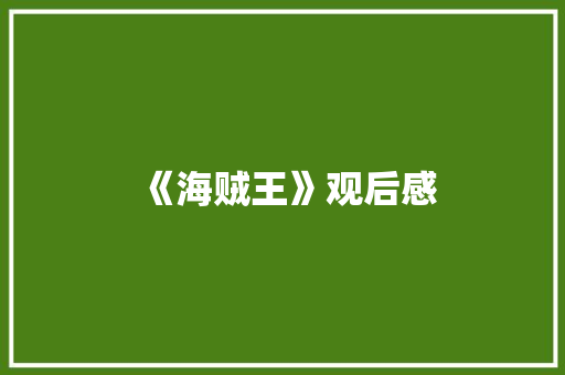 《海贼王》观后感