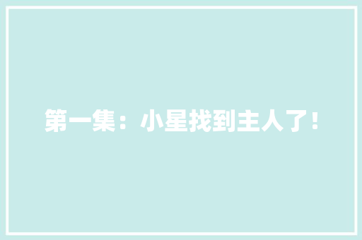 第一集：小星找到主人了！